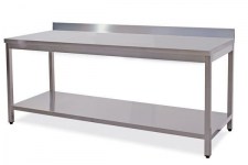 tavolo inox con alzatina aperto con ripiano inferiore